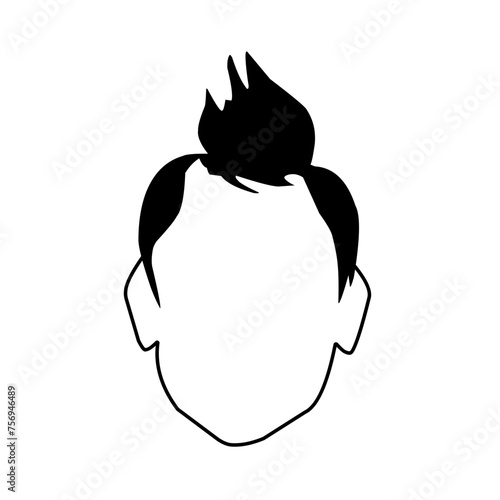 black silhouettes of different men's hairstyles. Vector illustration.