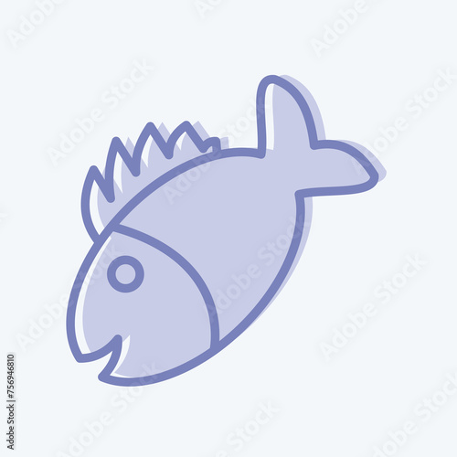 Icon Grilled Fish. suitable for Meat. two tone style. simple design editable. design template vector. simple illustration