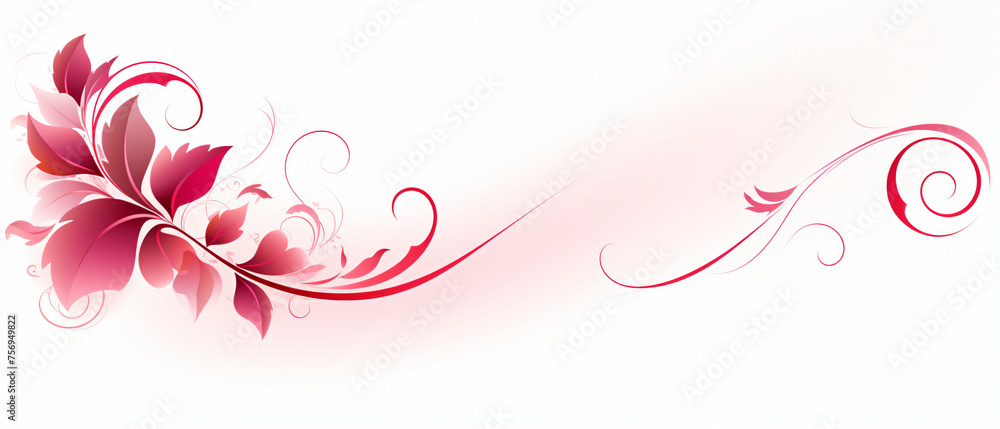 Calligraphic heart shape banner. Line art ribbon