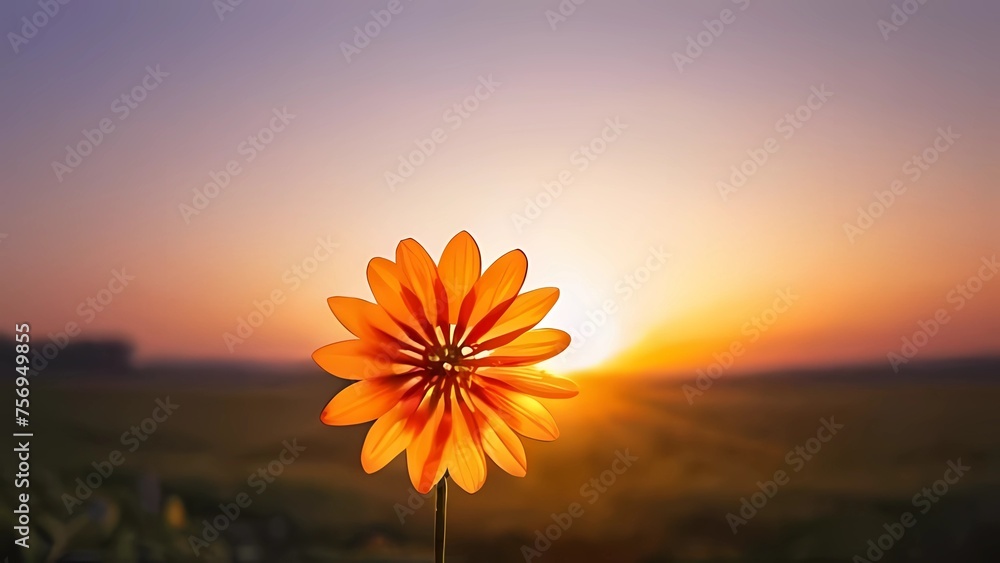 Flower with the sunrise - obrazy, fototapety, plakaty 