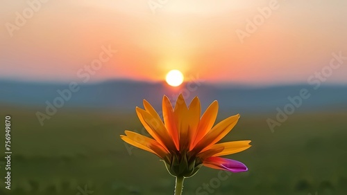Flower with the sunrise