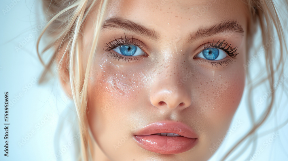 Beautiful young woman closeup on face Beautiful young woman closeup on face