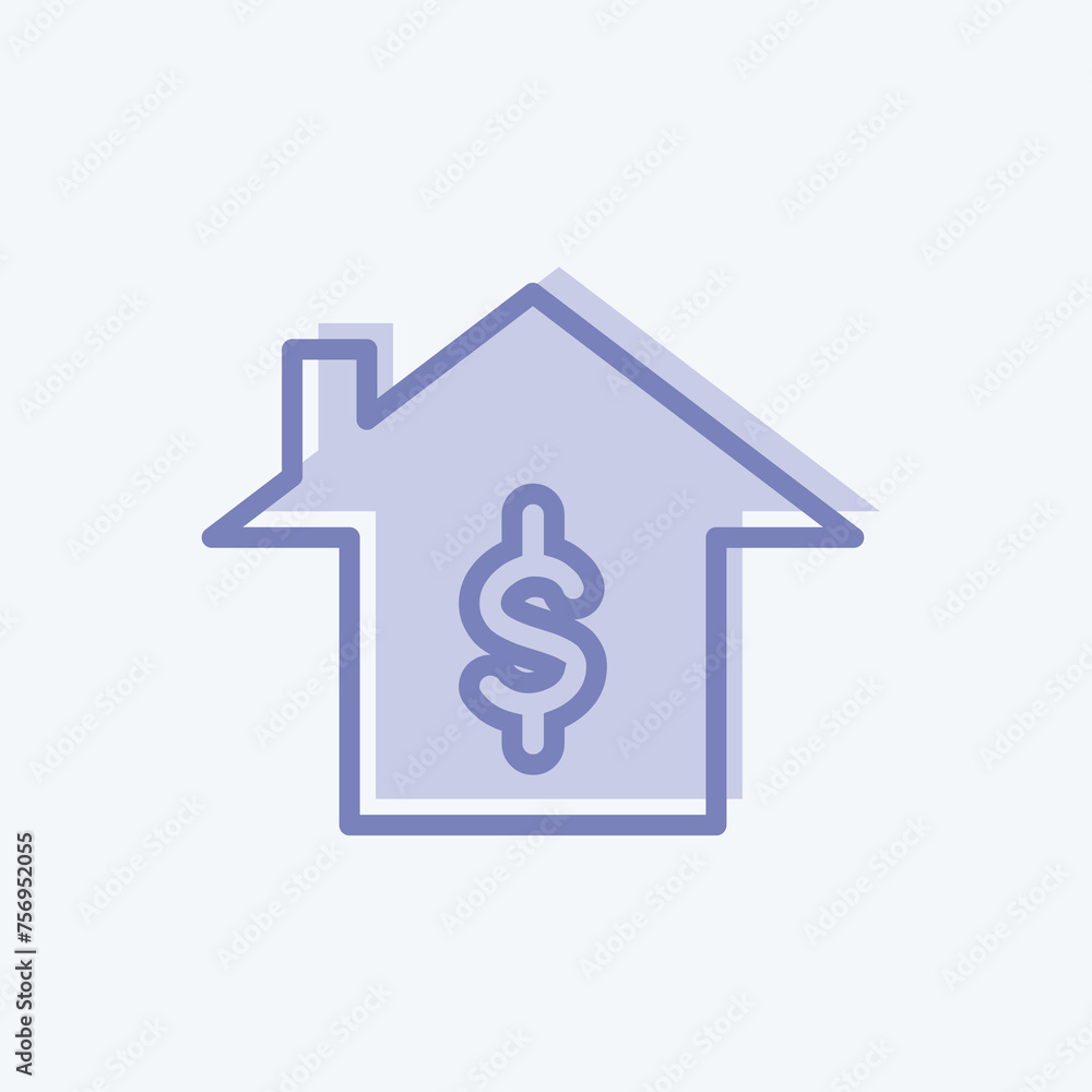 Icon Home Loan. suitable for education symbol. two tone style. simple design editable. design template vector. simple illustration Icon Home Loan. suitable for education symbol. two tone style. simple design editable. design template vector. simple illustration