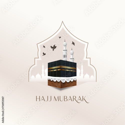 Hajj Mubarak celebration Islamic pilgrimage mecca background