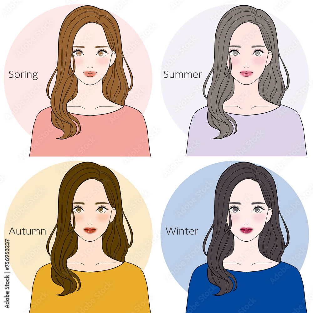 パーソナルカラー診断　イメージイラスト　セット