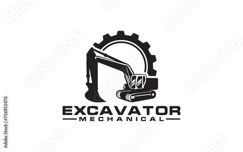 Excavator Mechanical logo design,building equipment company logo,vector logo template.