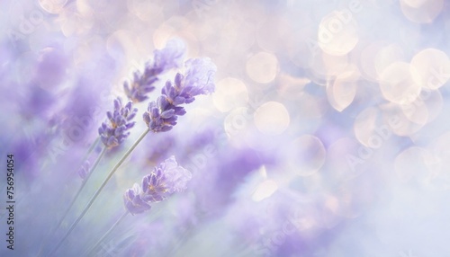 A soft-focus artistic image featuring a cluster of delicate lavender flowers against a dreamy, pastel-colored background, Ai Generate 
