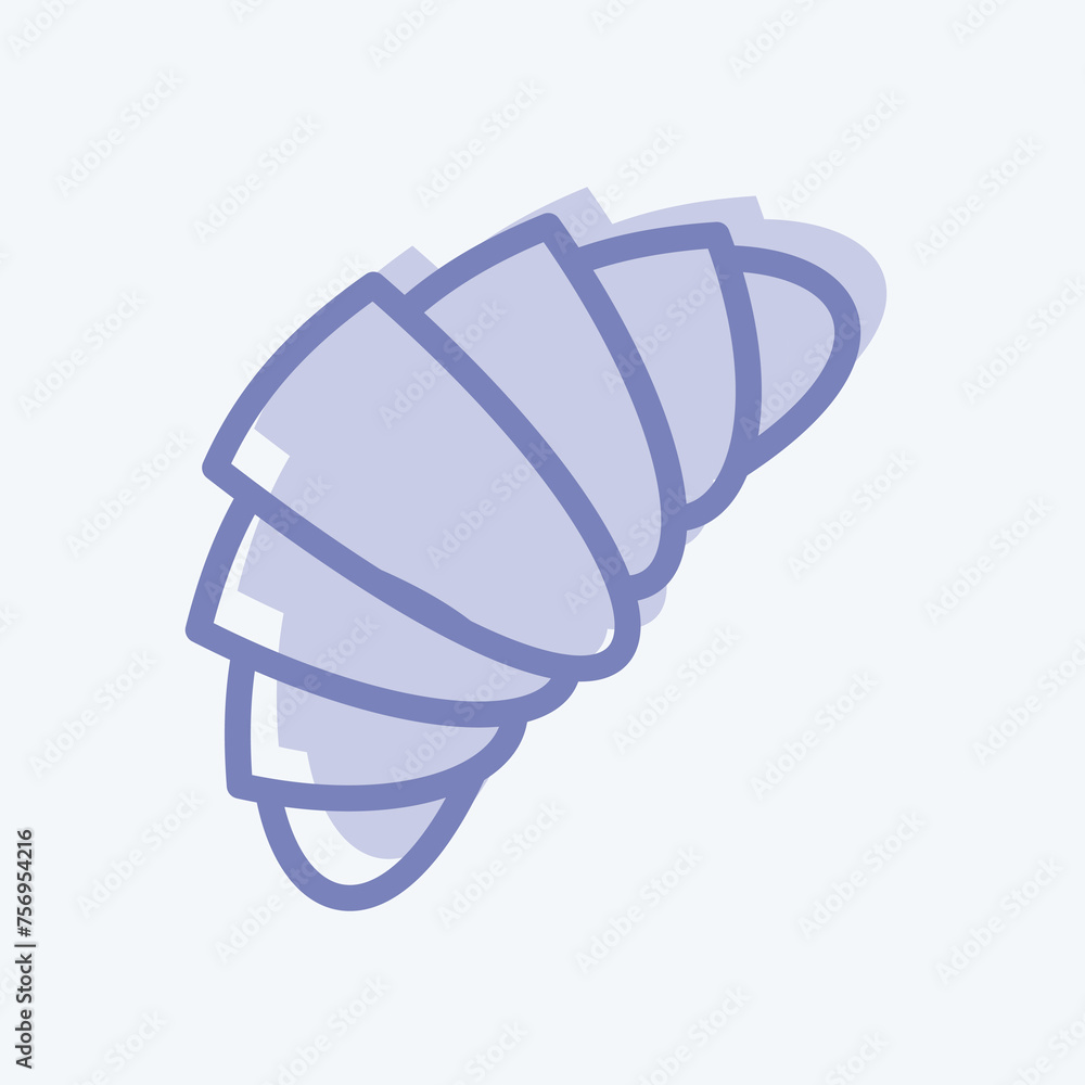 Icon Croissant. suitable for Bakery symbol. two tone style. simple design editable. design template vector. simple illustration Icon Croissant. suitable for Bakery symbol. two tone style. simple design editable. design template vector. simple illustration
