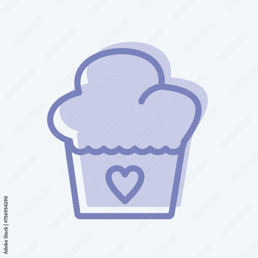 Icon Muffin. suitable for Bakery symbol. two tone style. simple design editable. design template vector. simple illustration Icon Muffin. suitable for Bakery symbol. two tone style. simple design editable. design template vector. simple illustration