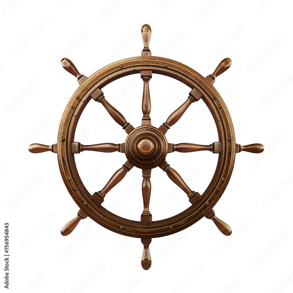 Ship wheel_hyperrealistic_hyper detailed_isolated on transparent background_Generative Ai