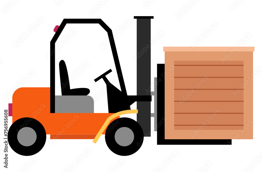 forklift moving cargo vector illustration