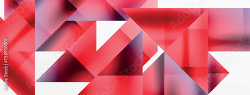 Vivid abstraction unfolds. Triangles in seamless harmony, composing dynamic geometric backdrop. Interplay of angles and hues forms captivating tapestry, evoking modernity and artistic allure