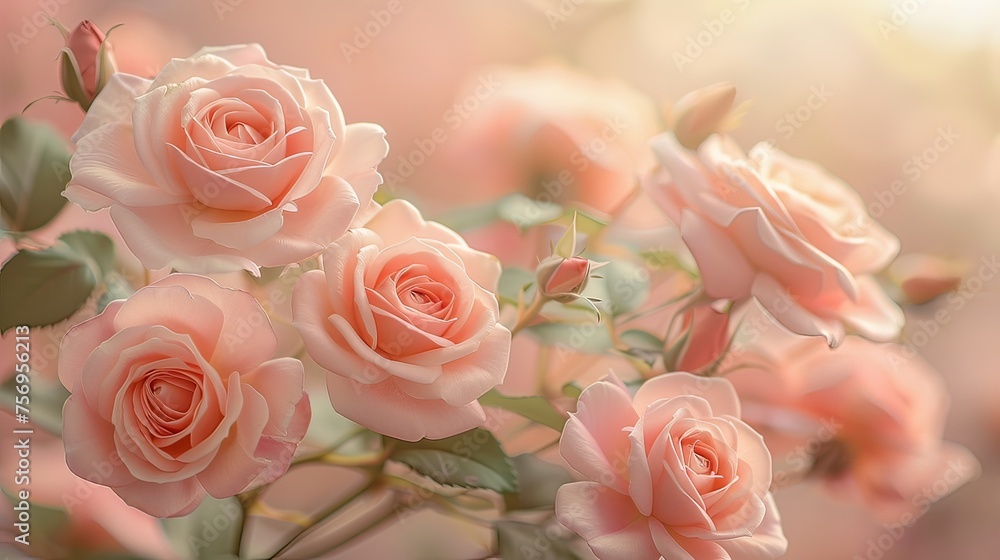 An exquisite floral artwork featuring a delicate arrangement of roses in shades of peach and cream on a textured canvas, offering a sense of classic beauty and romance. An exquisite floral artwork featuring a delicate arrangement of roses in shades of peach and cream on a textured canvas, offering a sense of classic beauty and romance.