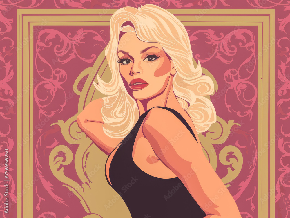 Chic and stylish illustration of a young woman with a sexy touch Chic and stylish illustration of a young woman with a sexy touch