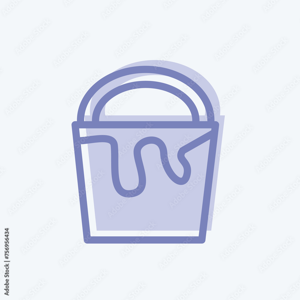 Icon Paint Bucket. suitable for building symbol. two tone style. simple design editable. design template vector. simple illustration Icon Paint Bucket. suitable for building symbol. two tone style. simple design editable. design template vector. simple illustration