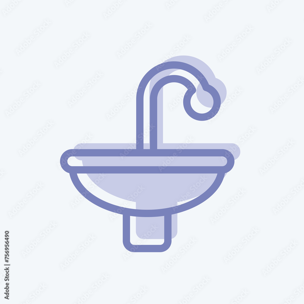 Icon Sinks. suitable for building symbol. two tone style. simple design editable. design template vector. simple illustration Icon Sinks. suitable for building symbol. two tone style. simple design editable. design template vector. simple illustration