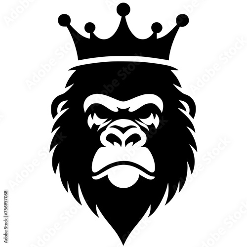 Silhouette of a gorilla head wearing a crown