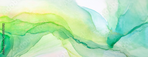 Horizontal alcohol ink art with green base