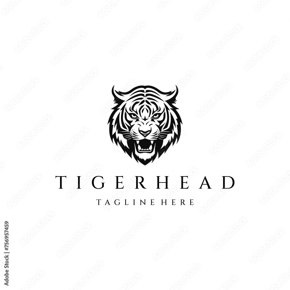 Tiger head logo design vector template