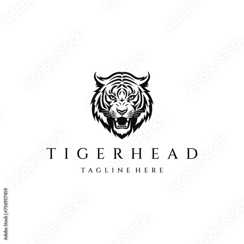 Tiger head logo design vector template