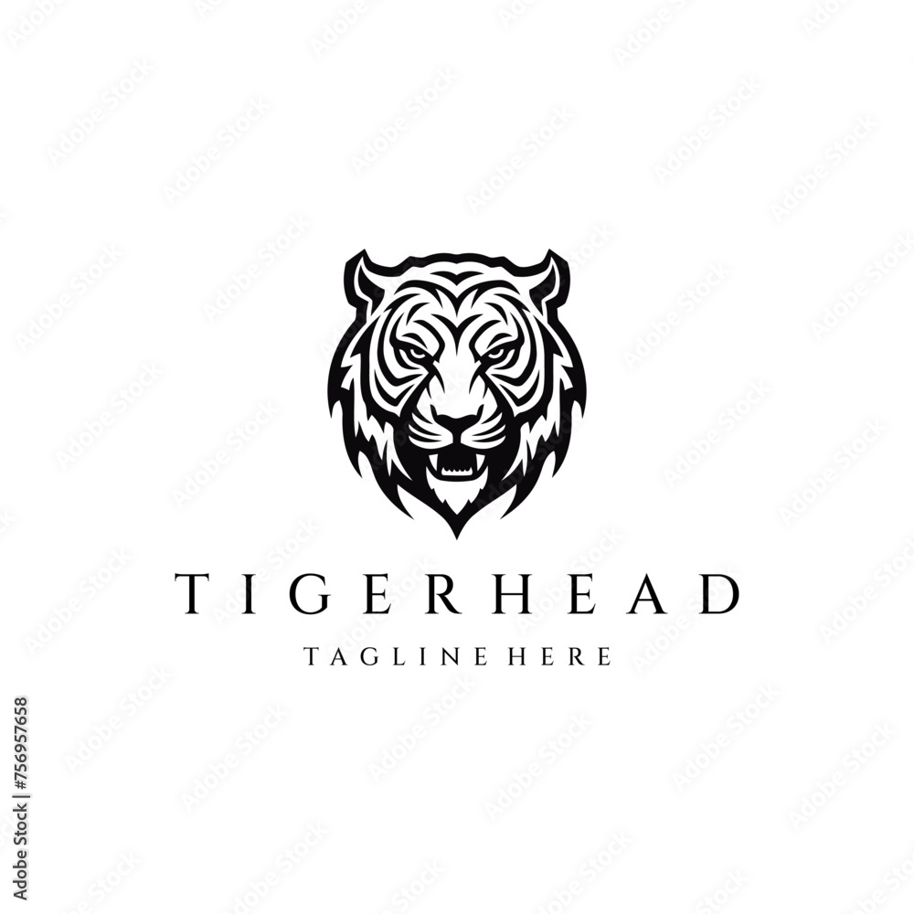 Tiger head logo design vector template