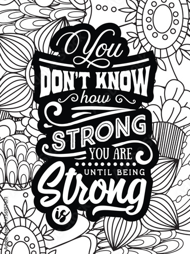 Strong-Woman Quotes Coloring pages. All these designs are unique Coloring pages for adults and kids Vector Illustration.