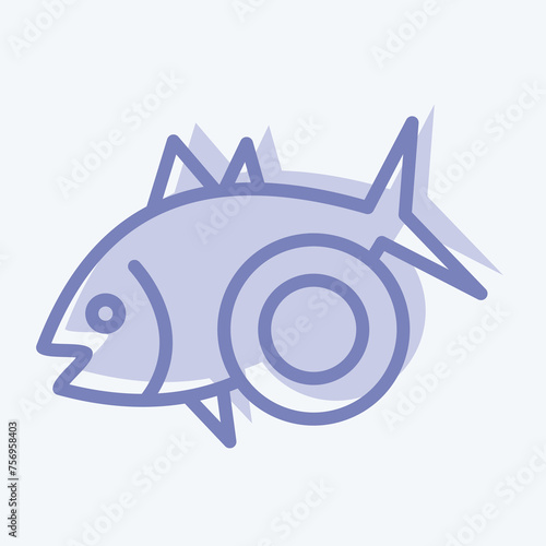 Icon Baked Fish. suitable for seafood symbol. two tone style. simple design editable. design template vector. simple illustration