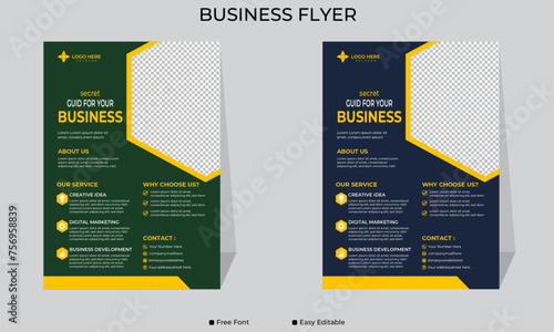 Corporate business flyer template with blue geometric shapes, Business Flyer Template, Eye catching Design