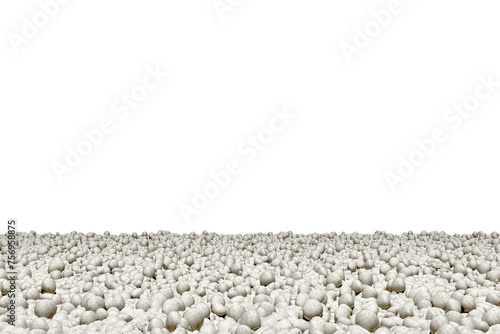 White color pebbles rounded rocks stones perspective texture surface isolated on transparent background with empty wall png 3d rendering image