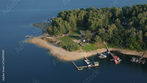 Landscape Port Headland Polanczyk Lake Solina Bieszczady Aerial View Poland photo