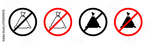 No Garbage Sign Vector Illustration Set. Clean Area Sign suitable for apps and websites UI design style.