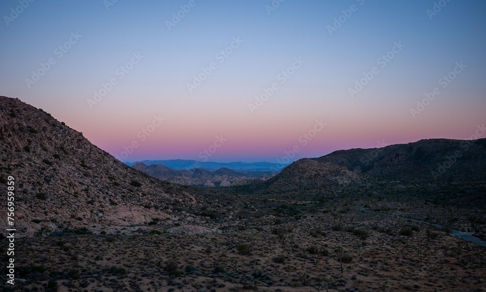 Sunset at desert landscape with amazing sunset sky