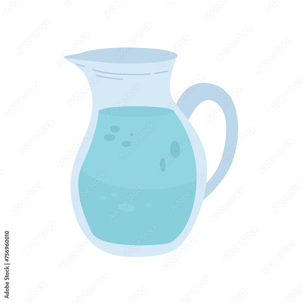 Fresh water in a glass pitcher, glass water jug vector illustration Fresh water in a glass pitcher, glass water jug vector illustration