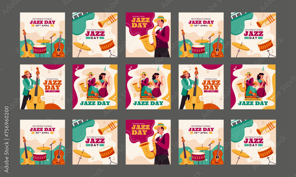 international jazz day social media post vector flat design