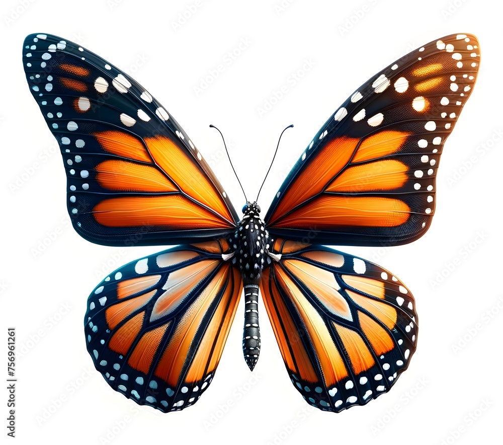 Fototapeta premium Realistic Illustrated Colorful Butterfly Insect on White Backgroun