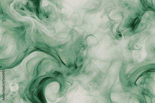 Green smoke abstract with an isolated white background