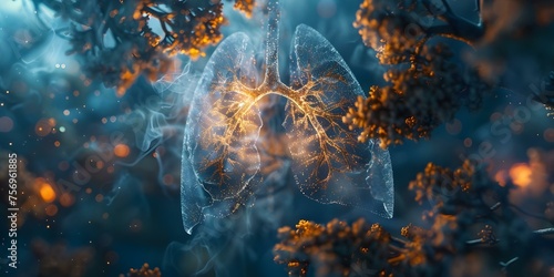 Exploring the intricate beauty of the human respiratory system and lungs. Concept Respiratory Anatomy, Lung Function, Breathing Mechanics, Respiratory Diseases