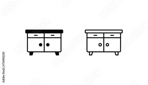 Sideboard icon design with white background stock illustration