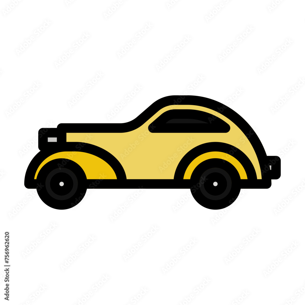 ancient car icon in outline color style
