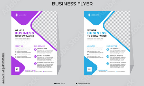 Corporate business flyer template with blue geometric shapes, Business Flyer Template, Eye catching Design