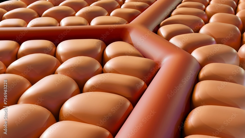3d rendering of cells around of blood artery 3d rendering of cells around of blood artery