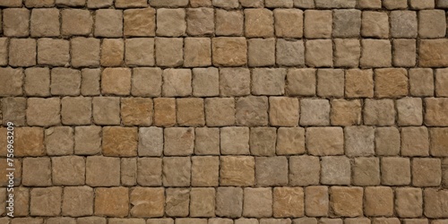 Stone pavement texture. Abstract background of cobblestone pavement close-up. Seamless texture. Perfect tiled on all sides.