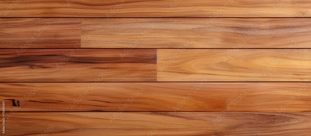 A close up of a brown hardwood floor showcasing the natural amber hues and textures of the wood planks. The wood stain enhances the beauty of the material property A close up of a brown hardwood floor showcasing the natural amber hues and textures of the wood planks. The wood stain enhances the beauty of the material property