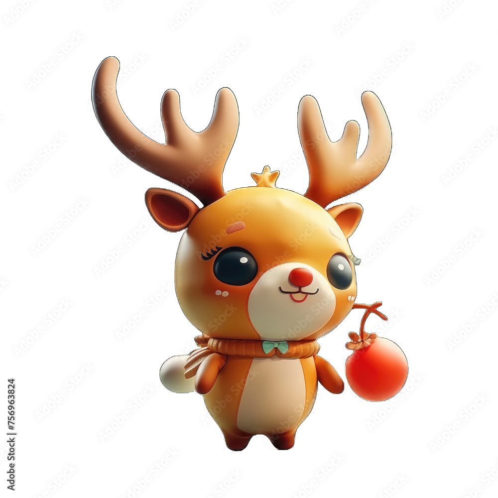 Naklejka premium Moose blind box toy style, solid color background, in the style of c4d