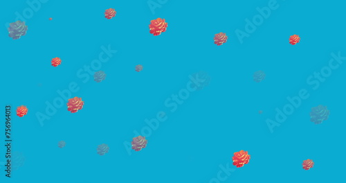 Wallpaper Mural Image of red flowers in hypnotic motion on blue background Torontodigital.ca