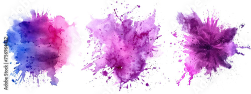 violet purple pink harmony watercolor ink pastel color explosion, isolated on transparent background photo