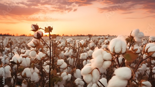 Cotton farm during harvest season. Field of cotton