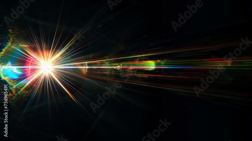 colorful light shining through a dark background. The light is bright and vibrant, creating a sense of energy and excitement. The colors are bold and vivid, making the scene feel dynamic and lively