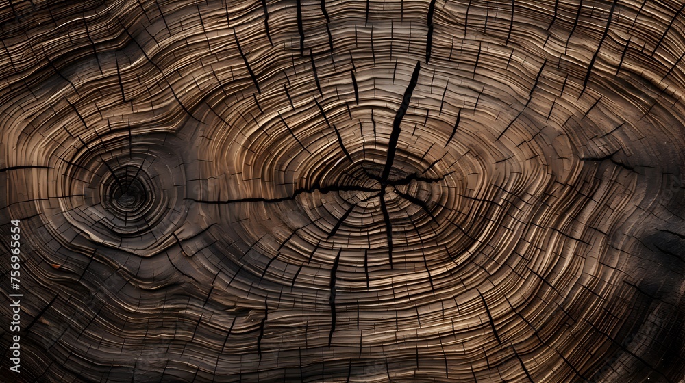 Detailed black and brown texture of a felled tree trunk or stump Detailed black and brown texture of a felled tree trunk or stump