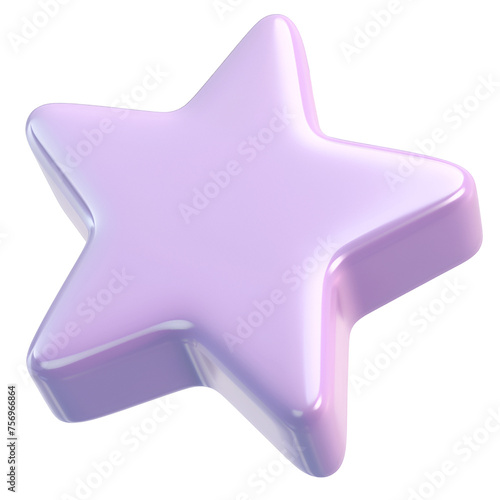 3d purple star on transparent background.